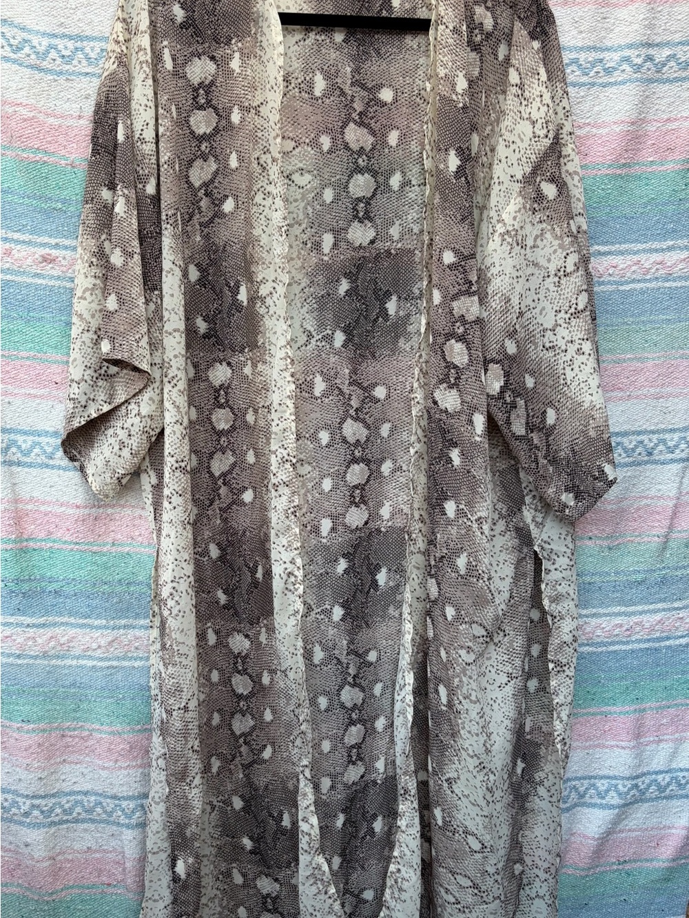 She + Sky Taupe & Cream Snake Print Duster